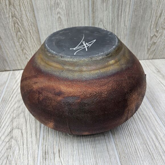 R. Kevin Kelley Signed Raku Studio Pottery Pot Vase Southwest Native Iridescent - Picture 11 of 14